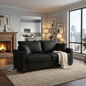 This 69-inch two-seater sofa features a Foil fabric and comes with two throw pillows, offering a comfortable seating experience suitable for any (Option: Black)